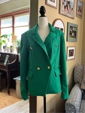 House of Harlow 1960 Green Double-Breasted Blazer with Gold Buttons (see note)